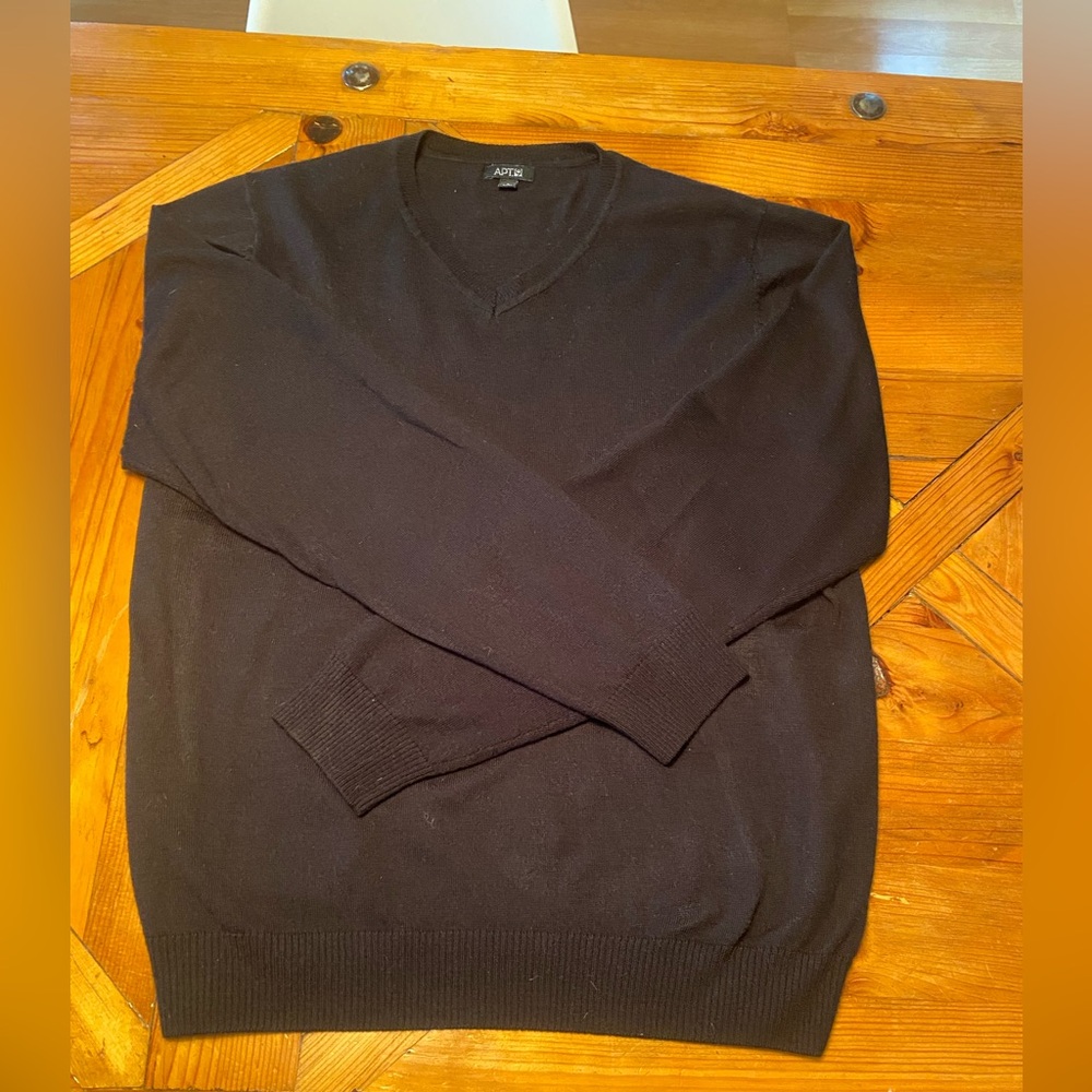 Black V-Neck Sweater Classic Knit